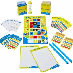 Pictionary – Juego de mesa familiar con pizarras, rotulador y reloj de arena