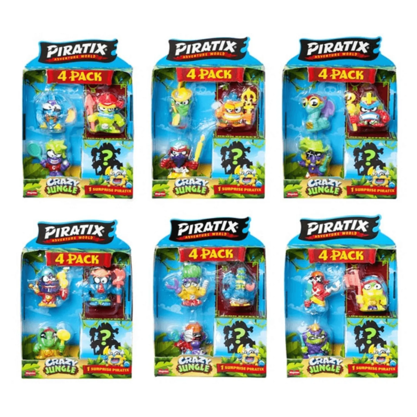 Piratix Crazy Jungle - Pack de 4 Figuras Sorpresa