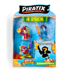 Piratix Wild Kingdom – Pack de 4 Figuras, 1 es Sorpresa