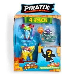 Piratix Wild Kingdom – Pack de 4 Figuras, 1 es Sorpresa