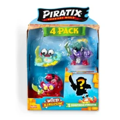 Piratix Wild Kingdom – Pack de 4 Figuras, 1 es Sorpresa