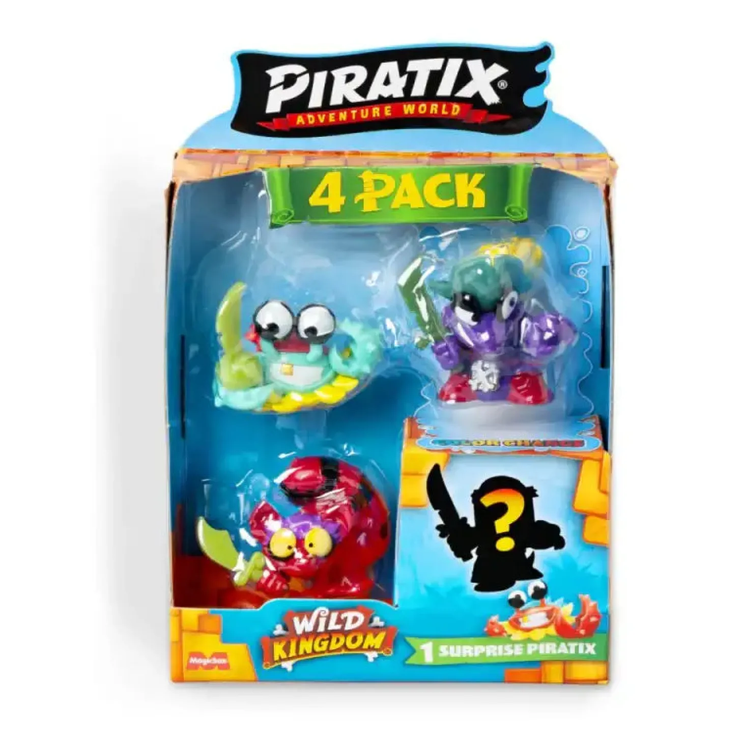 Piratix Wild Kingdom – Pack de 4 Figuras, 1 es Sorpresa