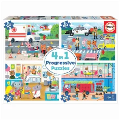 Puzzle Progresivo Infantil Héroes En Acción 4 en 1