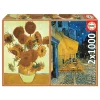Puzzle 2X1000 Los Girasoles y Terraza De Café Por La Noche