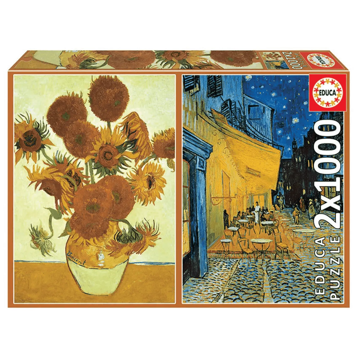 Puzzle 2X1000 Los Girasoles y Terraza De Café Por La Noche