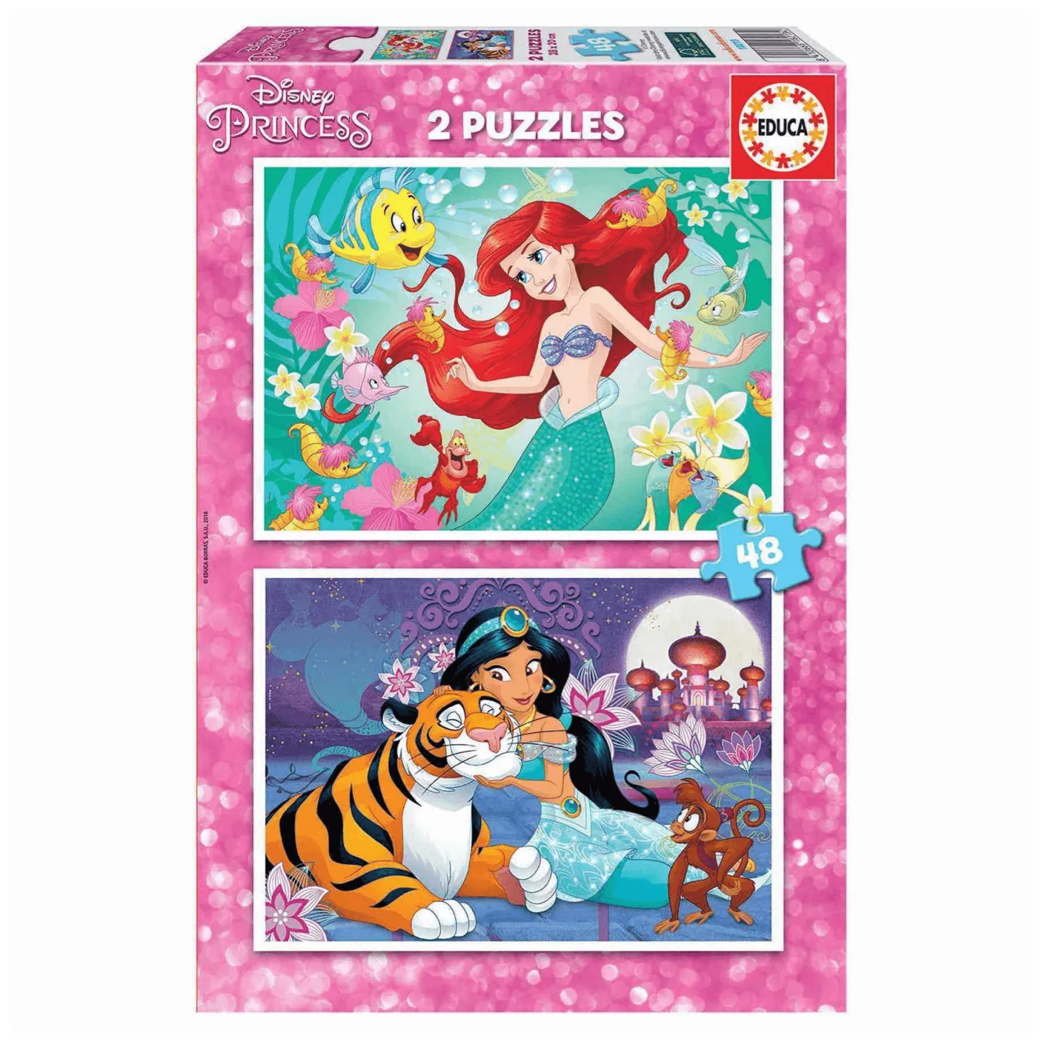 Puzzle 2X48 piezas Princesas Disney Ariel y Yasmin