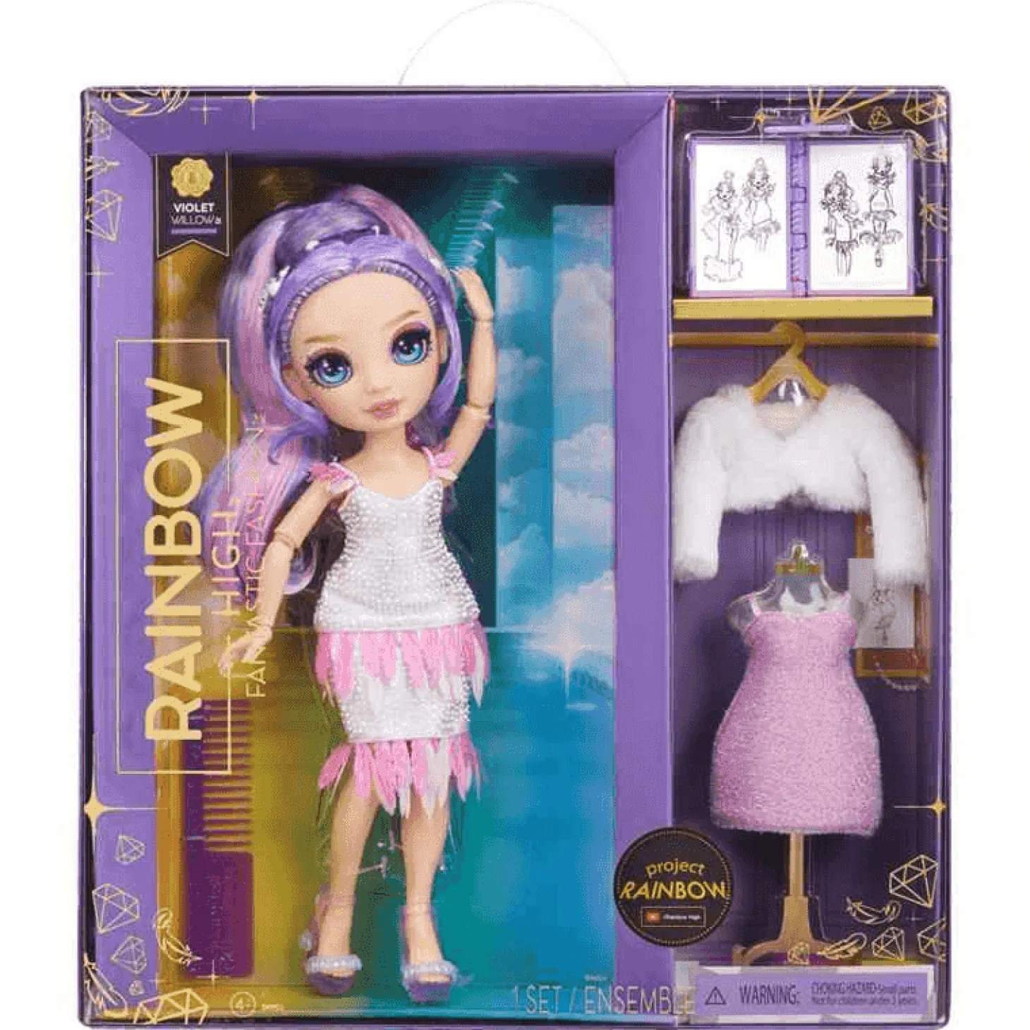 Rainbow High Muñeca de moda Fantastic Fashion Doll - Violet