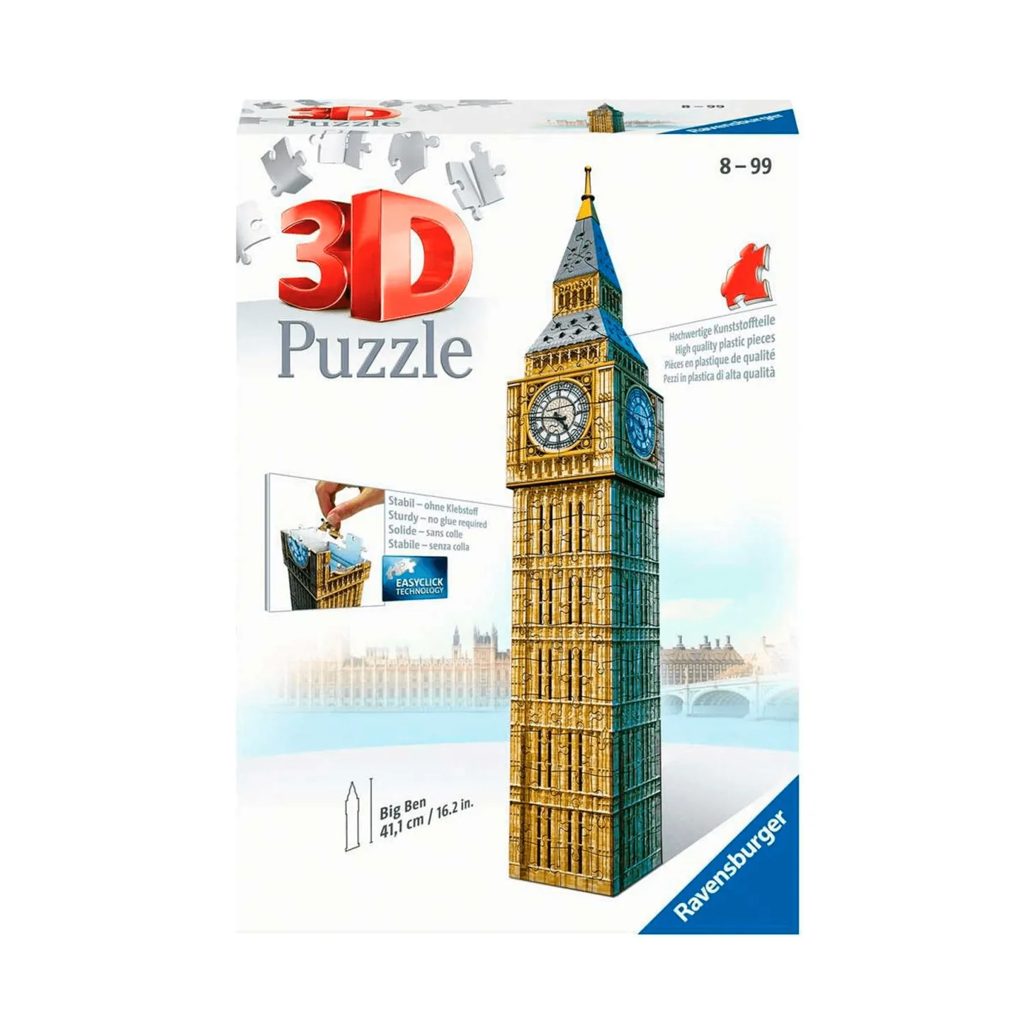 Ravensburger 3D Puzzle Big Ben, Londres, Serie Midi Monumentos, 216 Piezas, 10+ Años