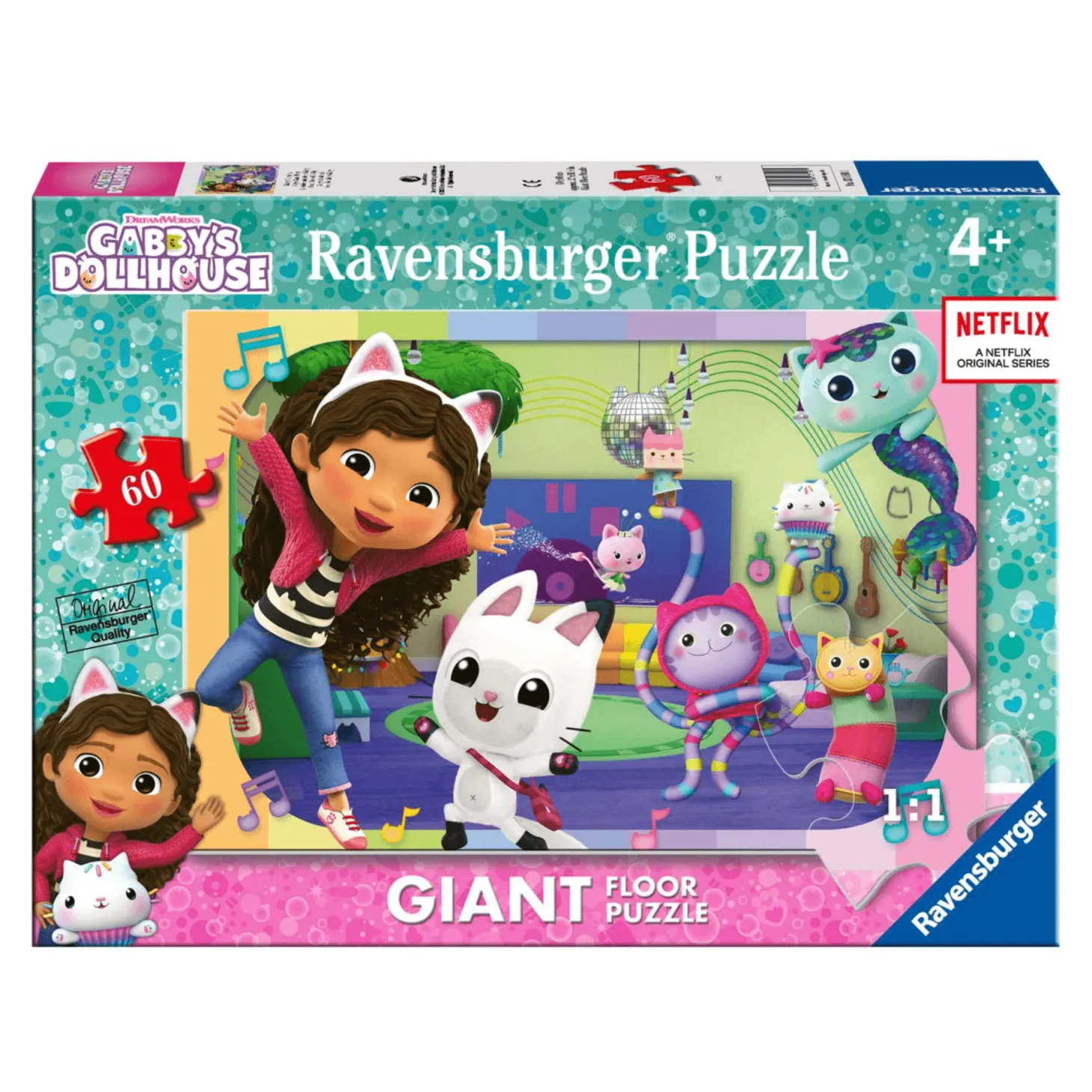 Ravensburger Puzzle Gabby´s Dollhouse, Colección 60 Giant Suelo, 60 Piezas, Puzzle para Niños, Edad