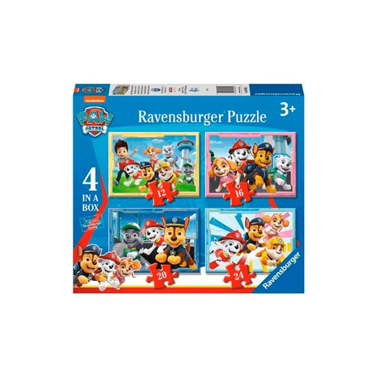Ravensburger Puzzle Paw Patrol B, Colección Puzzle 4 in a box, 10, 12, 14, 16 Piezas, Puzzle para Ni