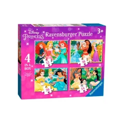 Ravensburger Puzzle Principesse Disney, Colección Puzzle 4 in a box, 10, 12, 14, 16 Piezas, Puzzle p