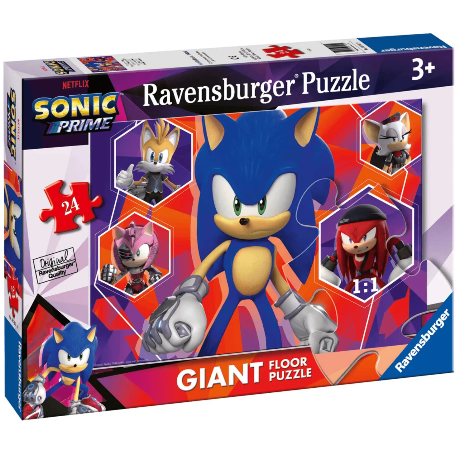 Ravensburger Puzzle Sonic, Colección 24 Giant Suelo, 24 Piezas, Puzzle para Niños, Edad Recomendada