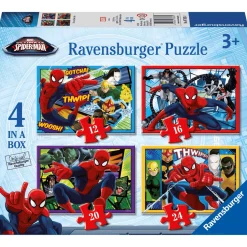 Ravensburger Puzzle Ultimate Spiderman, Colección Puzzle 4 in a box, 10, 12, 14, 16 Piezas, Puzzle p