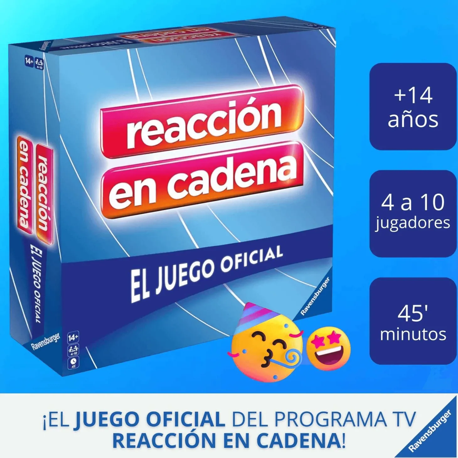 Ravensburger Reaccion a Cadena, Juego de Mesa TV, 2-4 Jugadores, 10+ Años