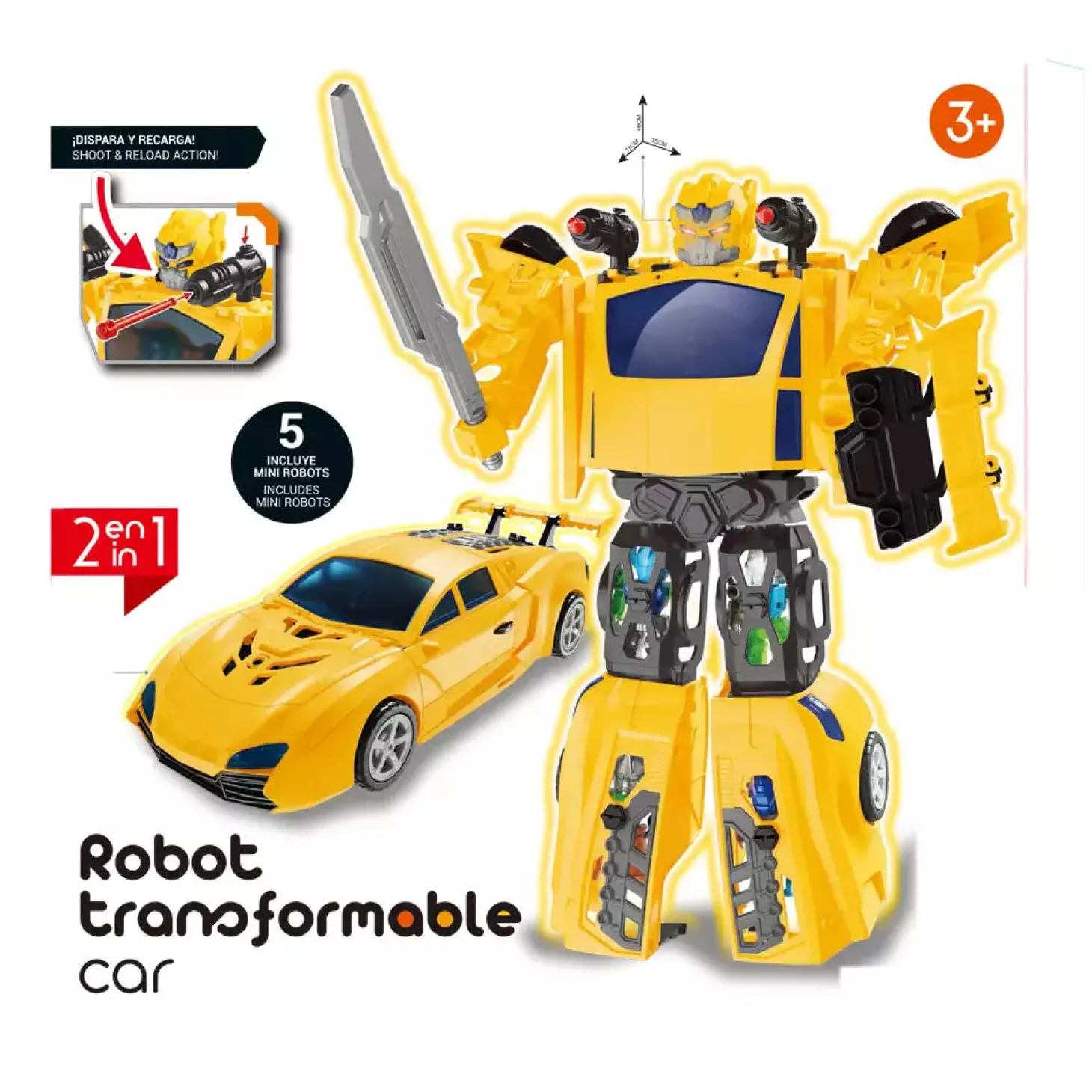 Robot Transformable 2 en 1 con sonidos y mini robots