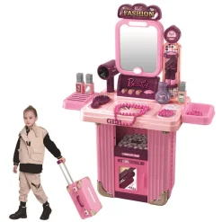 Role Planet Trolley Tocador – Tocador portátil 2 en 1 con más de 20 accesorios y espejo con luz (3+)