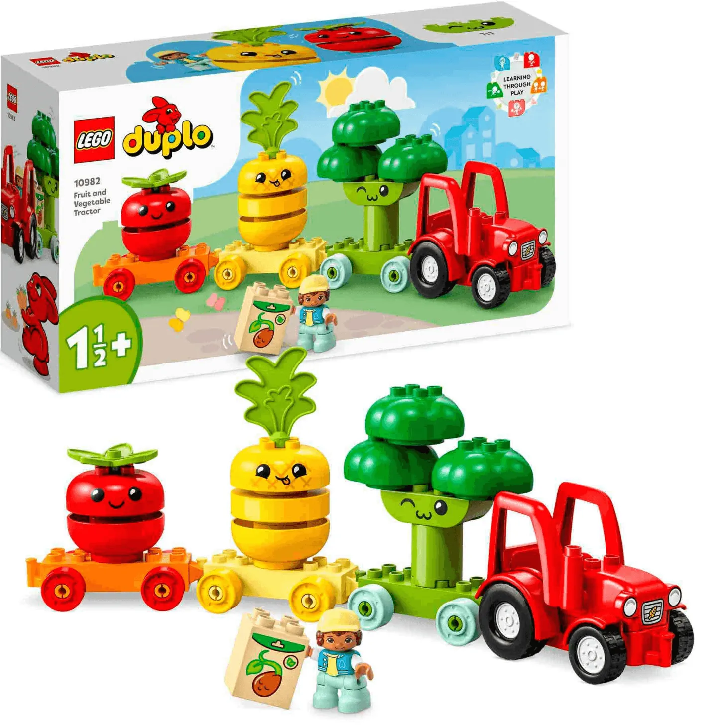 Set de juguete para construir Mi Primer LEGO DUPLO 10982 Tractor de Frutas y Verduras 19 piezas