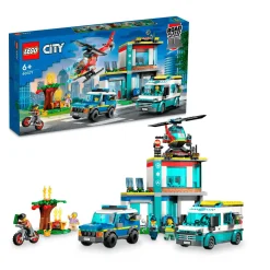 Set de juguetes de construcción LEGO City 60371 Central de Vehículos de Emergencia 706 piezas