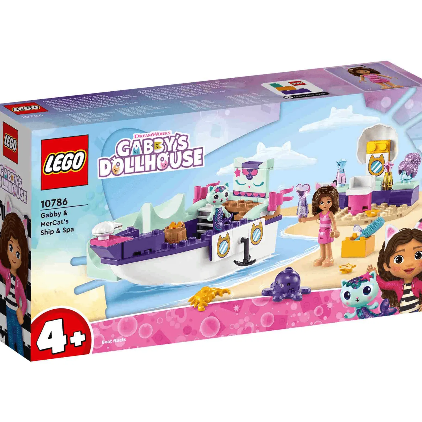 Set de juguetes de construcción LEGO 10786 Barco y Spa de Gabby y Siregata 88 piezas