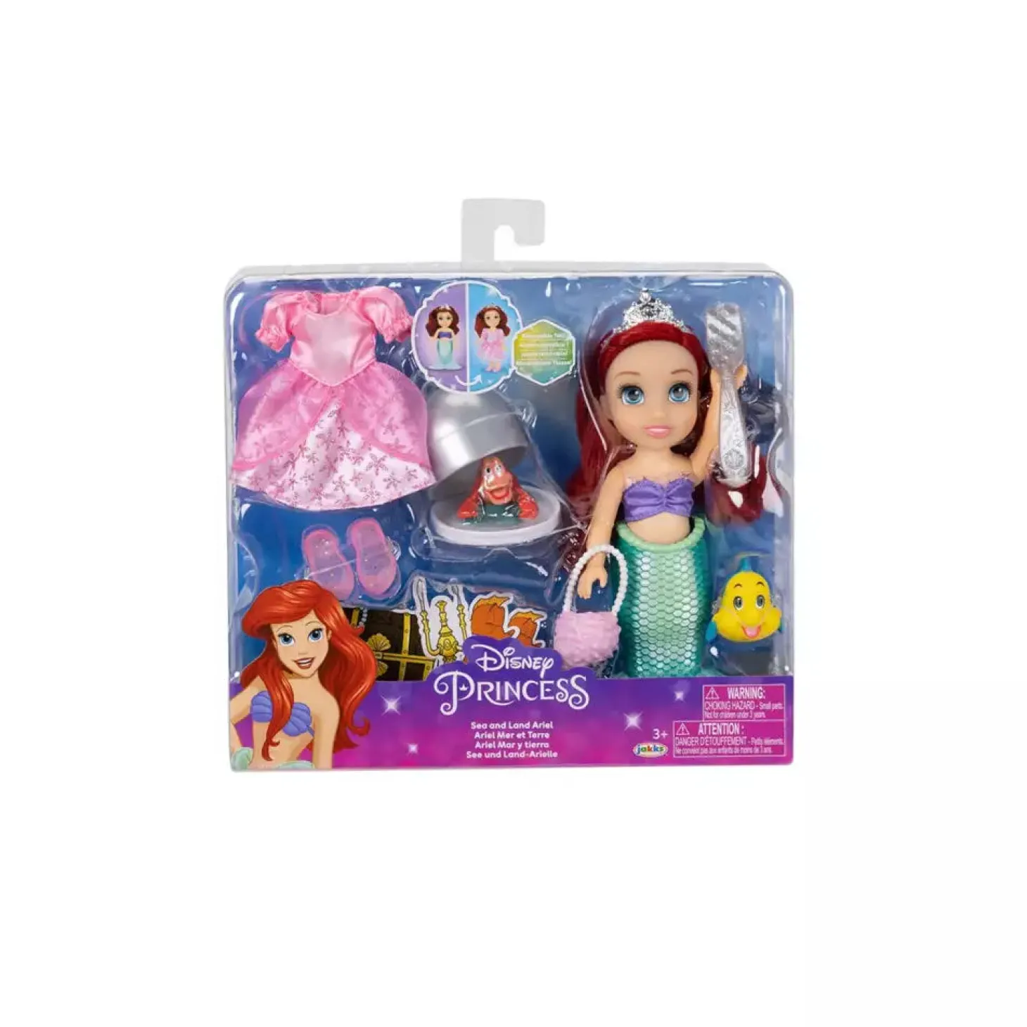 Set Regalo Muñeca Ariel Mar y Tierra La Sirenita Disney 15 cm