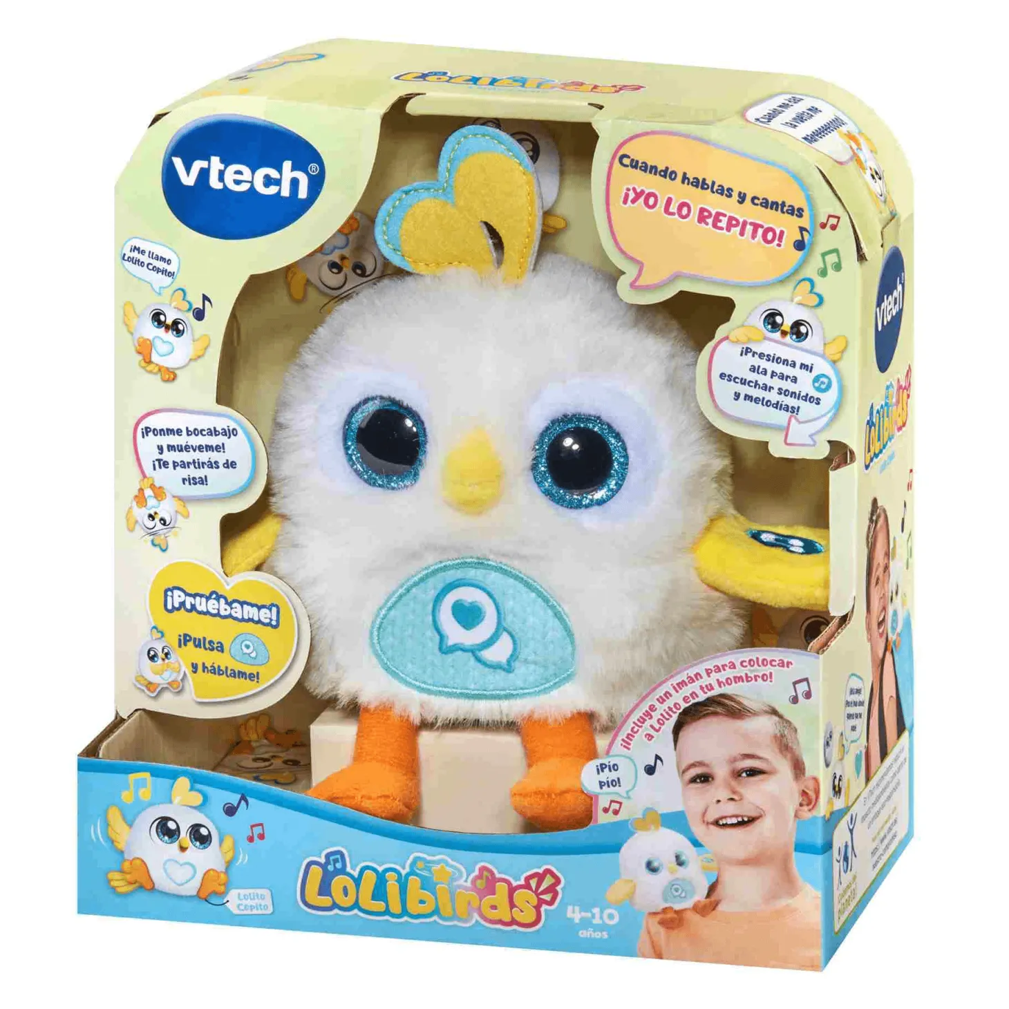 VTech LoLibirds Lolito Copito, Pajarito interactivo de peluche, Repiten lo que dices, cantan y trina