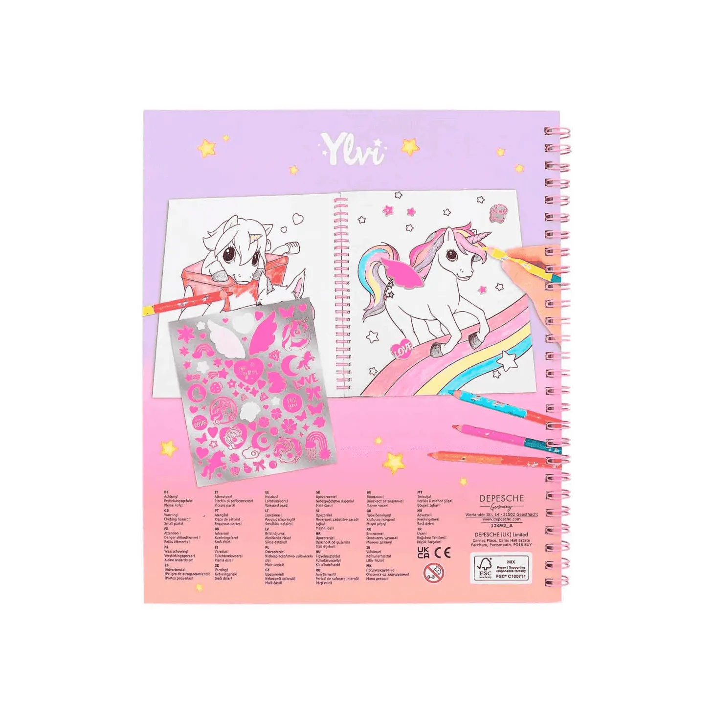 Ylvi libro de colorear con unicornio y lentejuelas